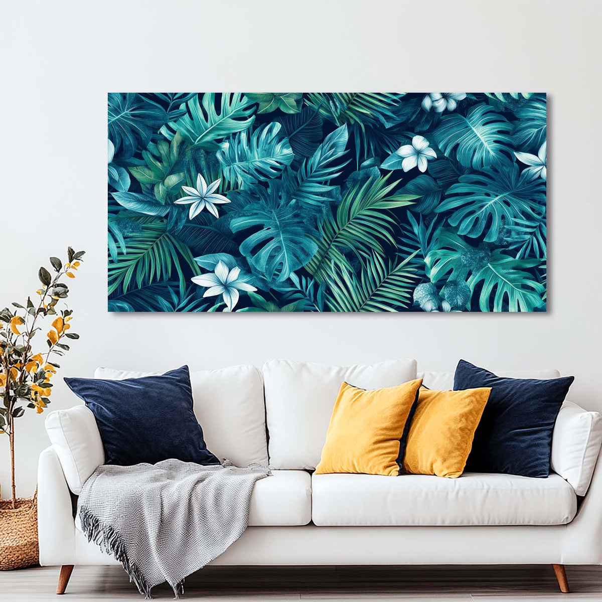 Gold Floral Wall Art for Living Room Canvas Painting Prints Art Deco Artwork Office Bedroom Decor
