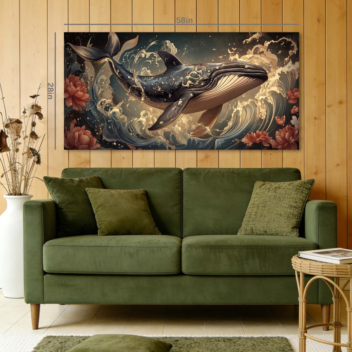 Navy Blue Floral Nature Wall Art Modern Canvas Painting Prints Artwork Office Hallway Bedroom Living Room Decor