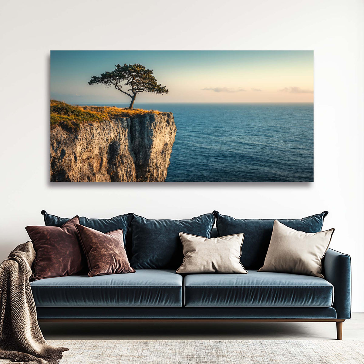 Navy Blue Nature Wall Art Paintings Print Canvas Painting Prints Modern Artwork Office Living Room Over the Couch Bedroom Decor