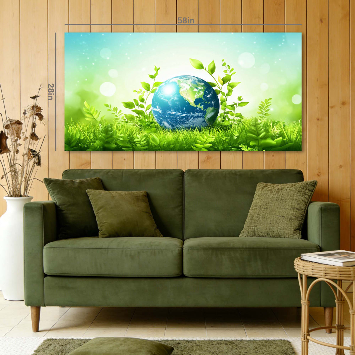 Green Floral Nature Wall Art Art Deco Painting Prints Canvas Artwork Living Room Family Bedroom Office Decor