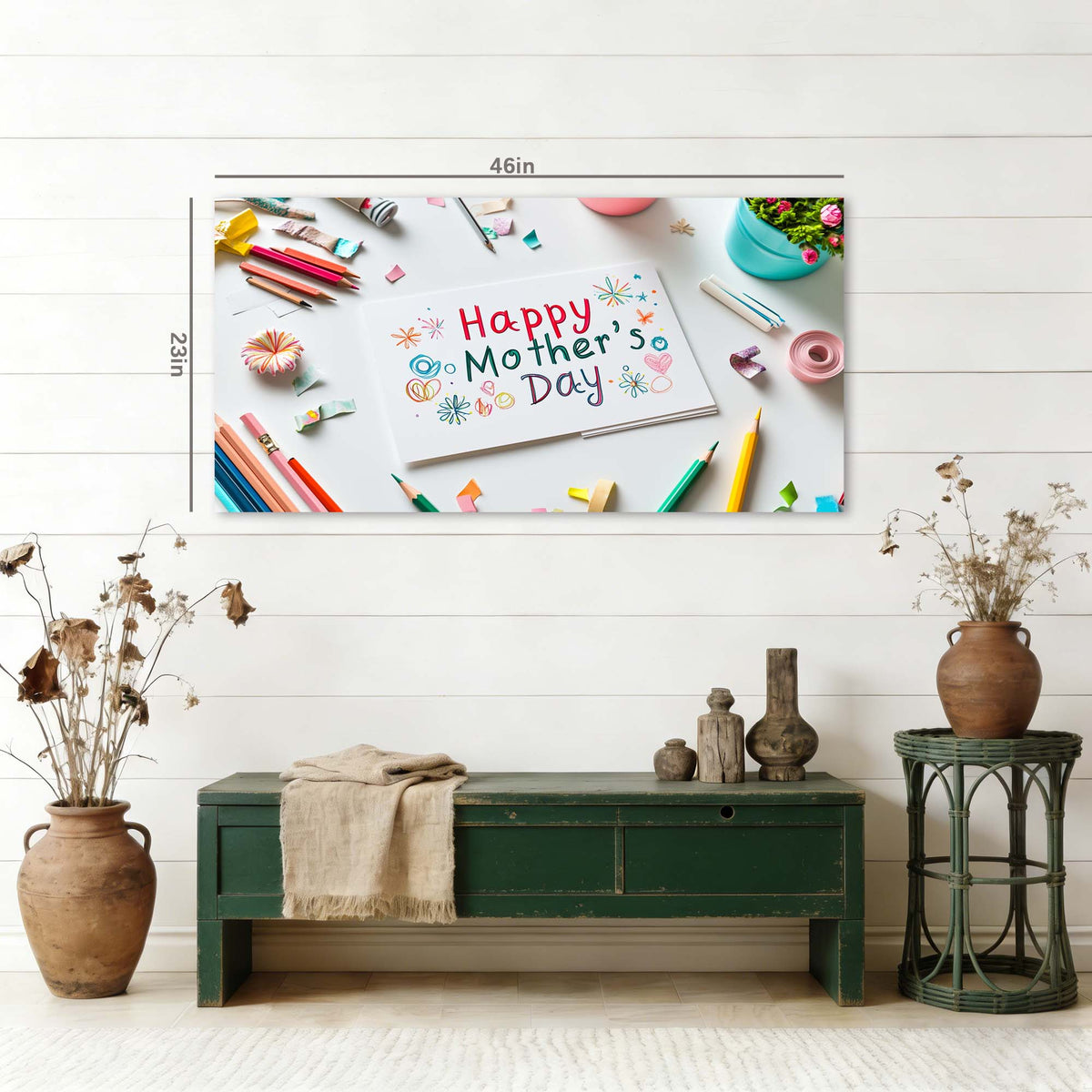 Green Floral Wall Art for Living Room Canvas Painting Prints Art Deco Artwork Office Bedroom Decor