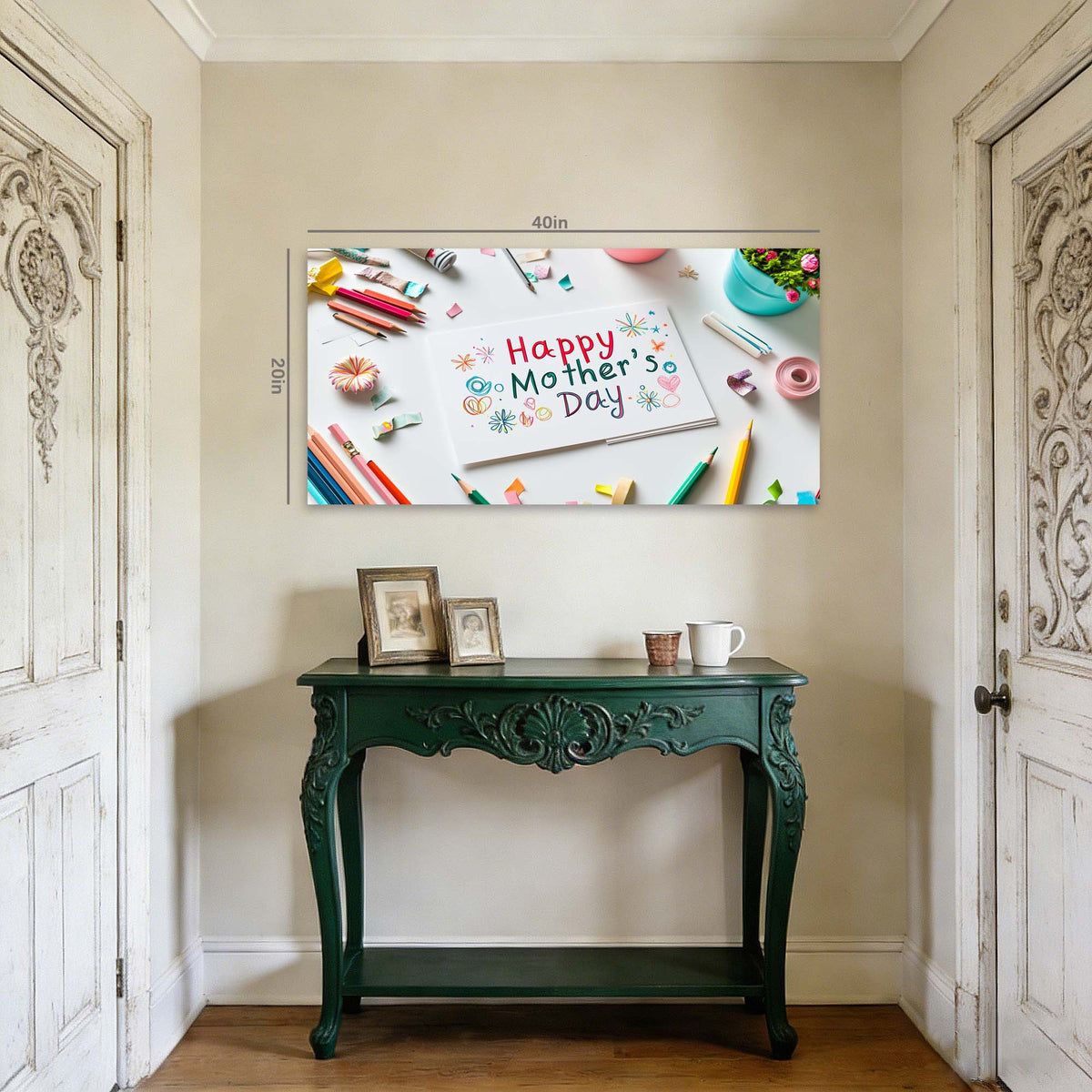Green Floral Wall Art for Living Room Canvas Painting Prints Art Deco Artwork Office Bedroom Decor
