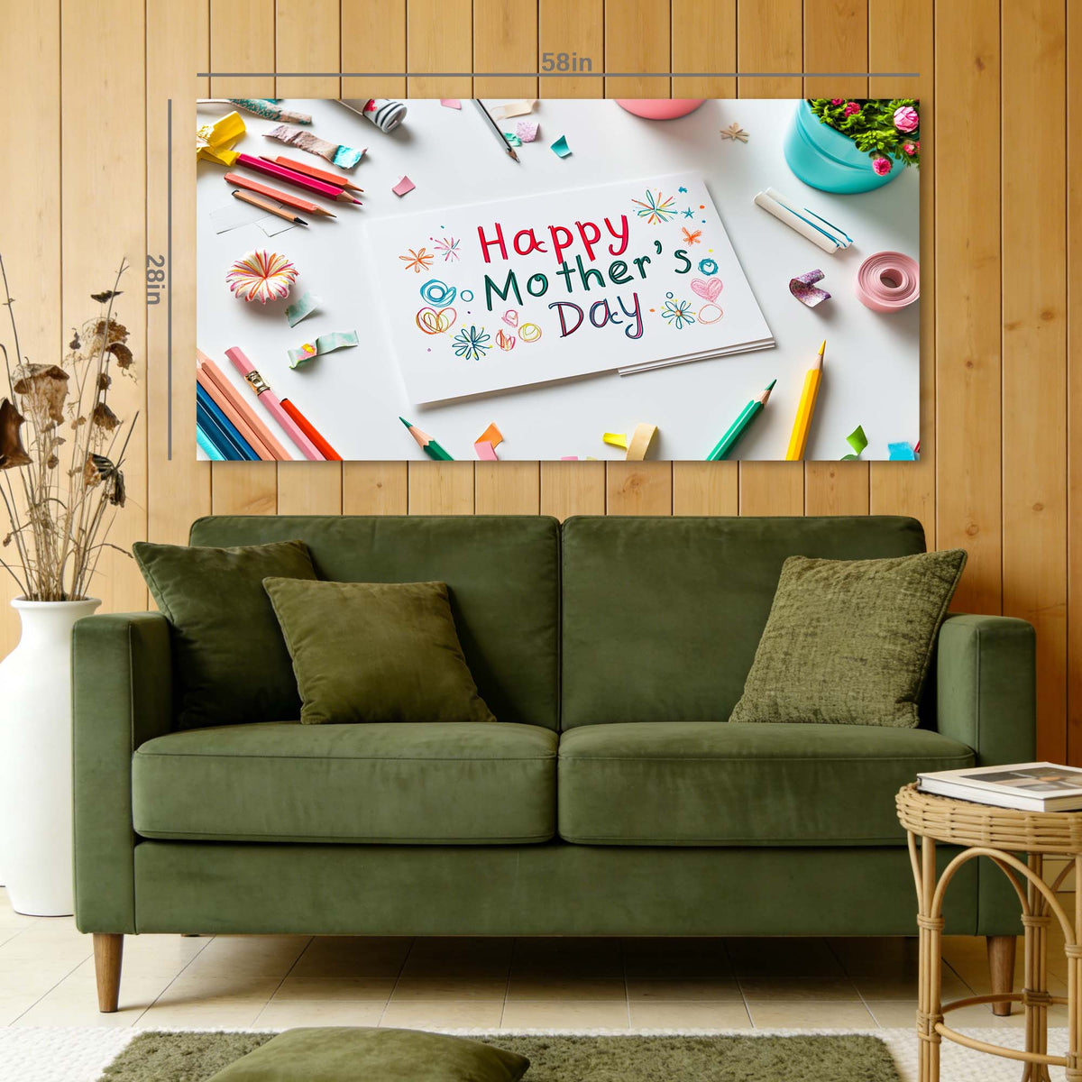 Green Floral Wall Art for Living Room Canvas Painting Prints Art Deco Artwork Office Bedroom Decor