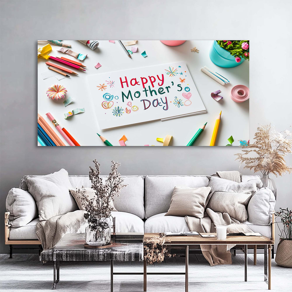 Green Floral Wall Art for Living Room Canvas Painting Prints Art Deco Artwork Office Bedroom Decor