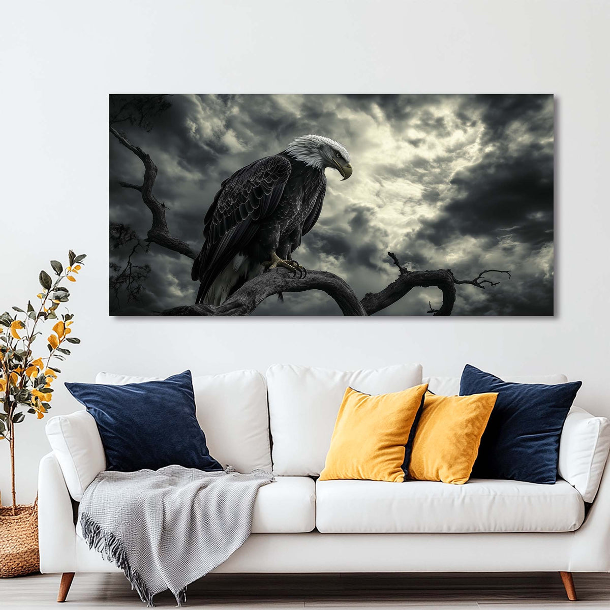 Navy Blue Wildlife Birds Wall Art Canvas Painting Prints Artwor Office Bedroom Living Room Decor