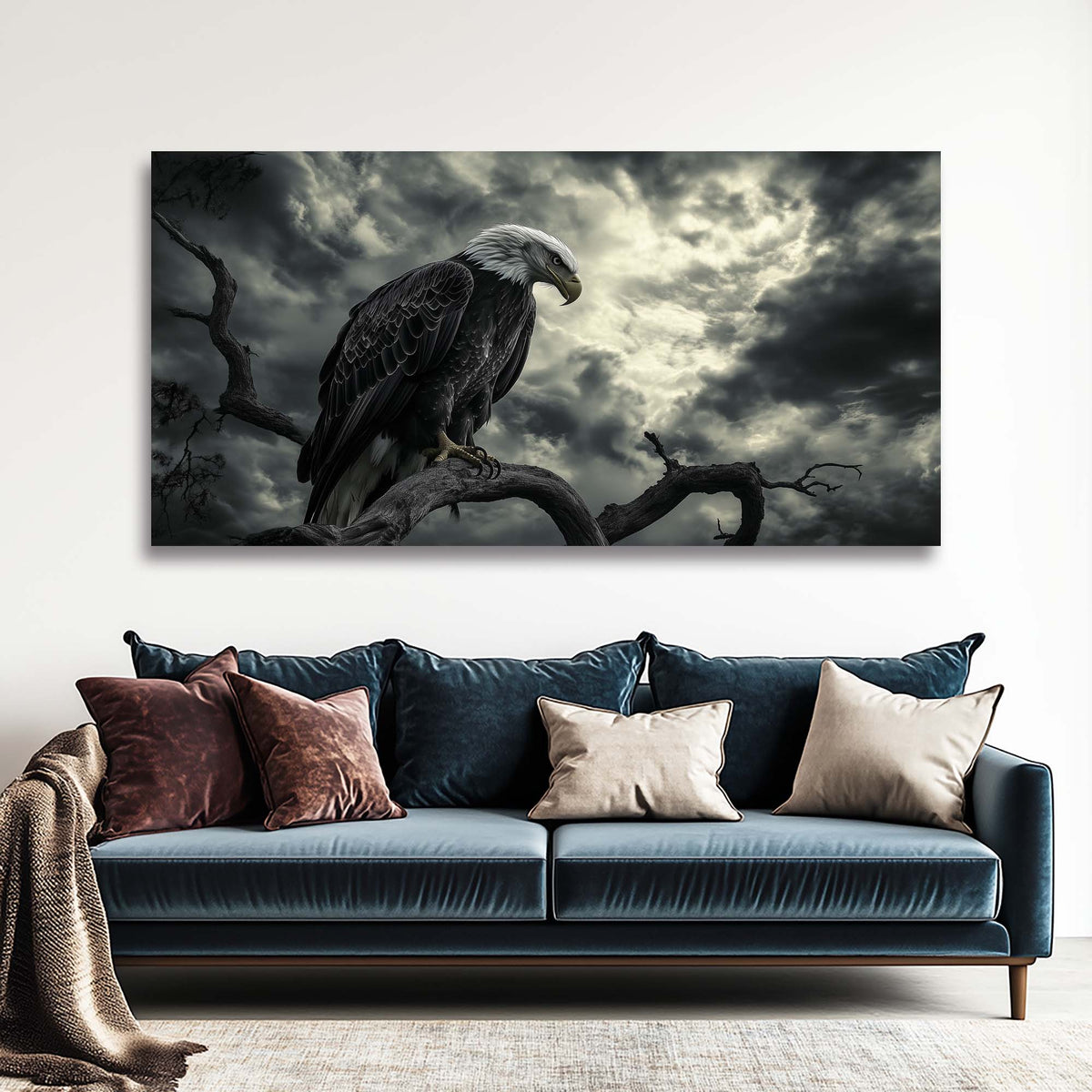 Navy Blue Wildlife Birds Wall Art Canvas Painting Prints Artwor Office Bedroom Living Room Decor