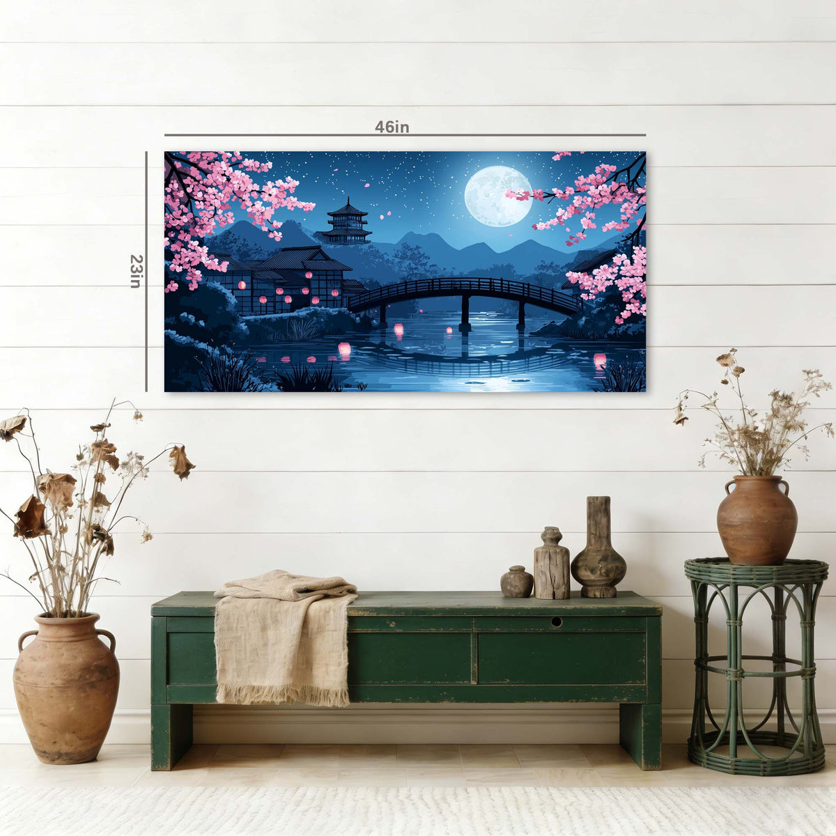 Khaki Oriental Floral Canvas Wall Art for Living Room Prints Artwork Bedroom Office Decor