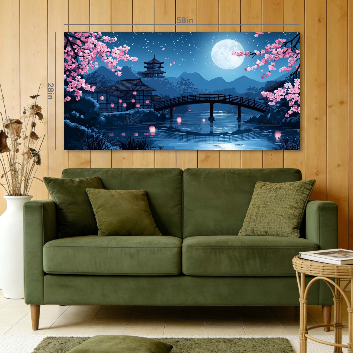 Khaki Oriental Floral Canvas Wall Art for Living Room Prints Artwork Bedroom Office Decor