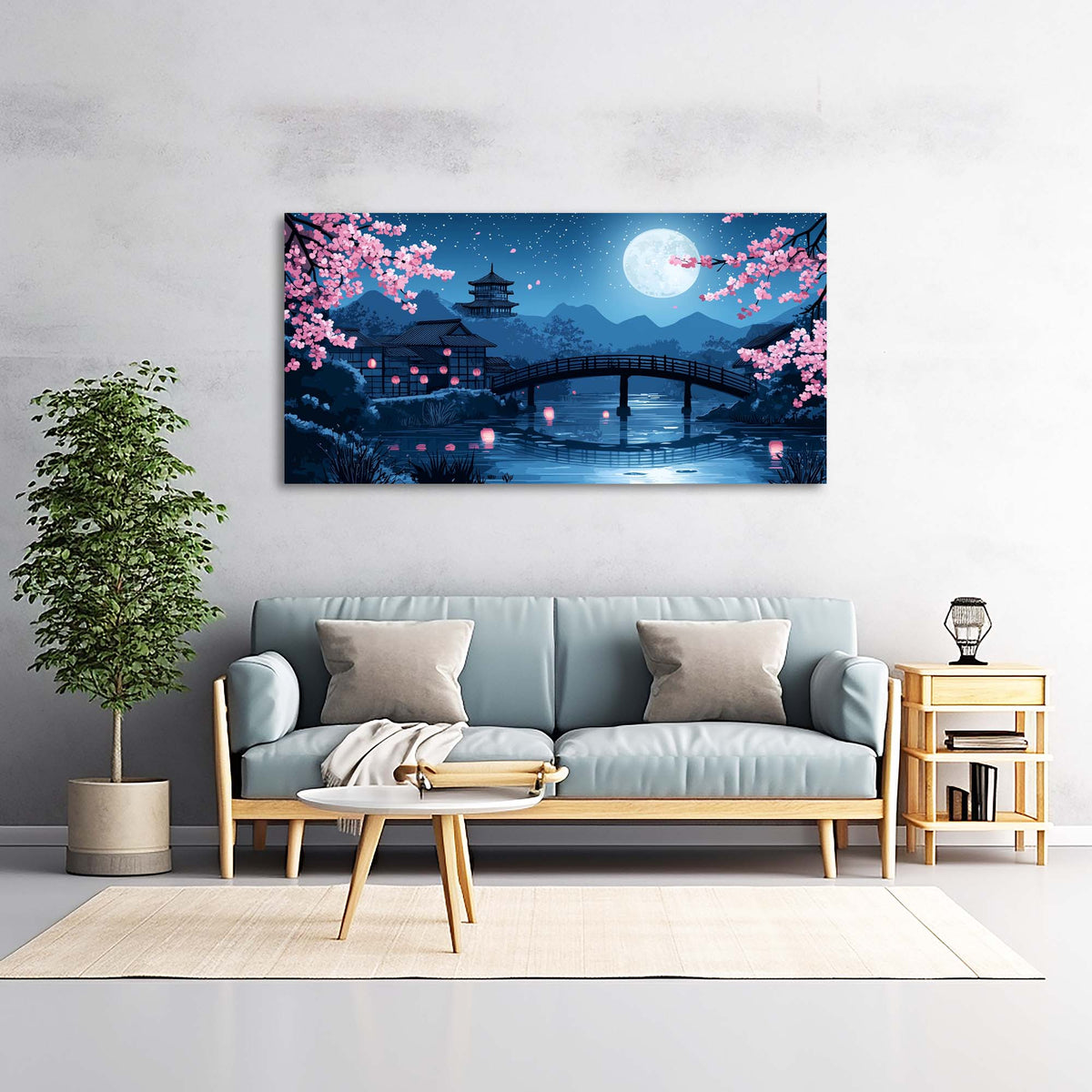 Khaki Oriental Floral Canvas Wall Art for Living Room Prints Artwork Bedroom Office Decor