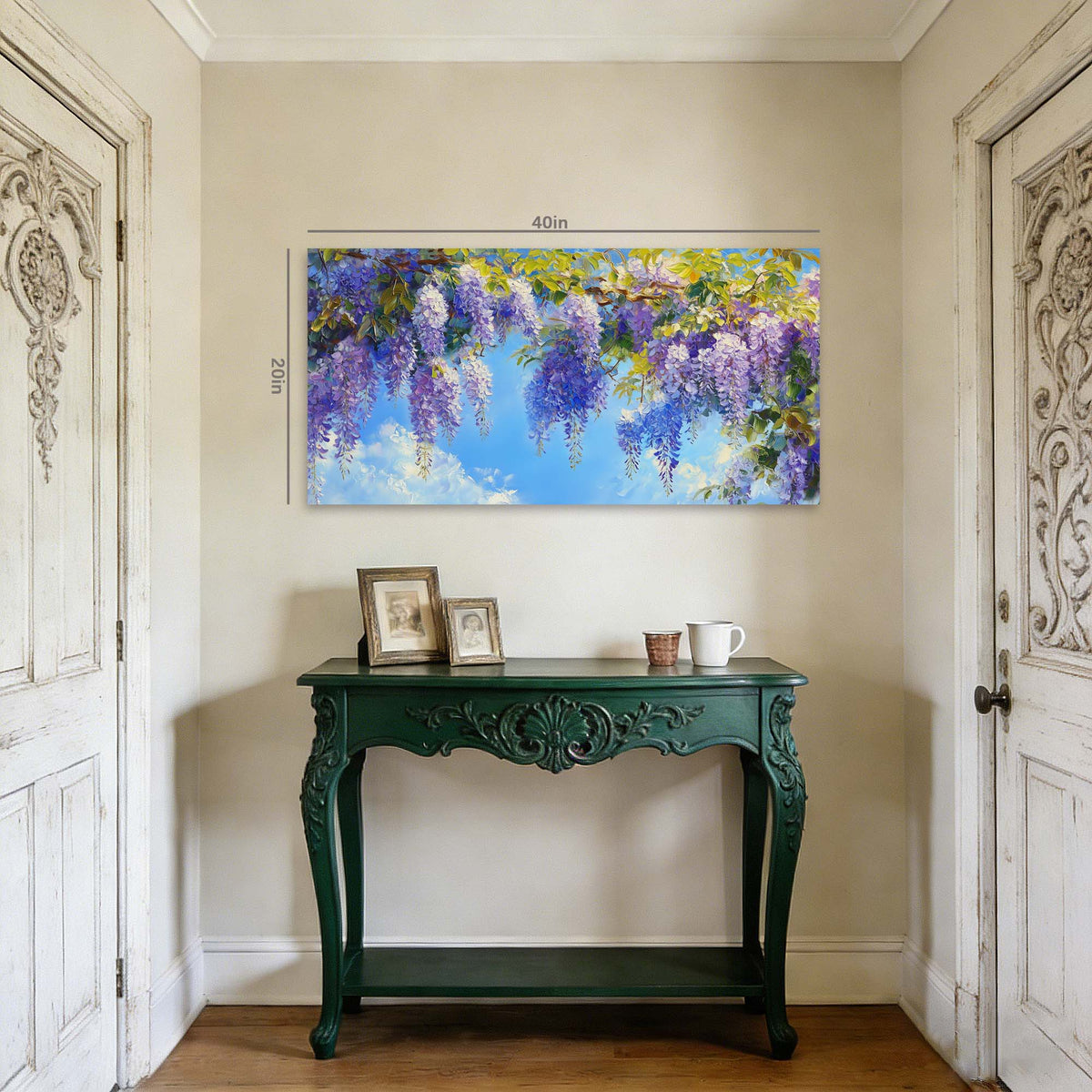 Navy Blue Floral Floral Canvas Wall Art for Living Room Prints Artwork Bedroom Office Decor