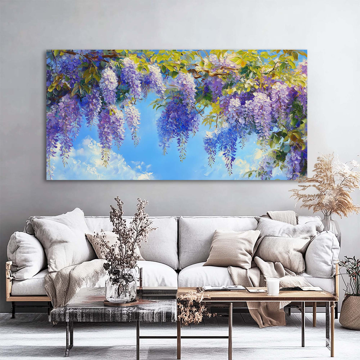 Navy Blue Floral Floral Canvas Wall Art for Living Room Prints Artwork Bedroom Office Decor