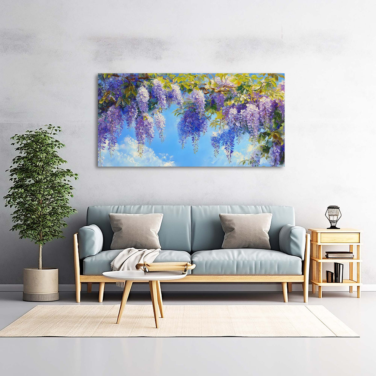 Navy Blue Floral Floral Canvas Wall Art for Living Room Prints Artwork Bedroom Office Decor