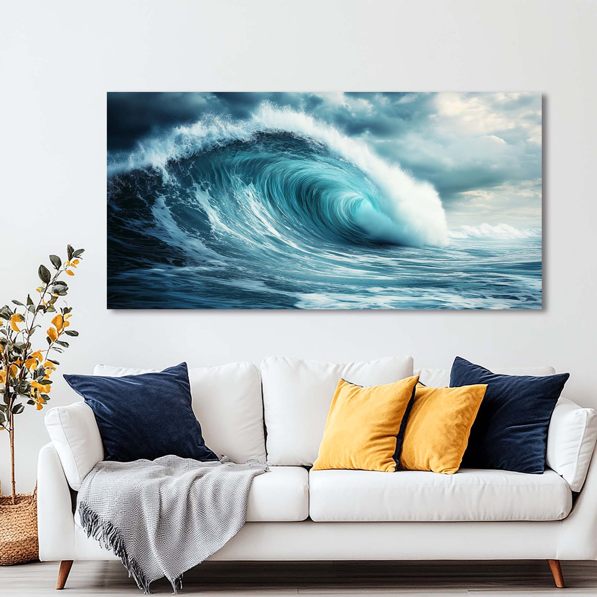 Navy Blue Nature Wall Art Paintings Print Canvas Painting Prints Modern Artwork Office Living Room Over the Couch Bedroom Decor