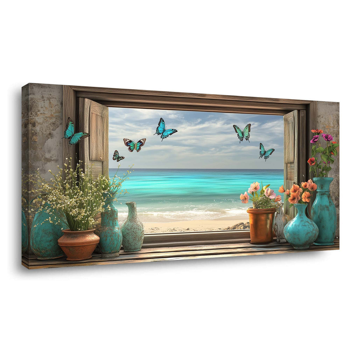 Blue Nature Wall Art for Living Room Canvas Painting Prints Art Deco Artwork Office Bedroom Decor