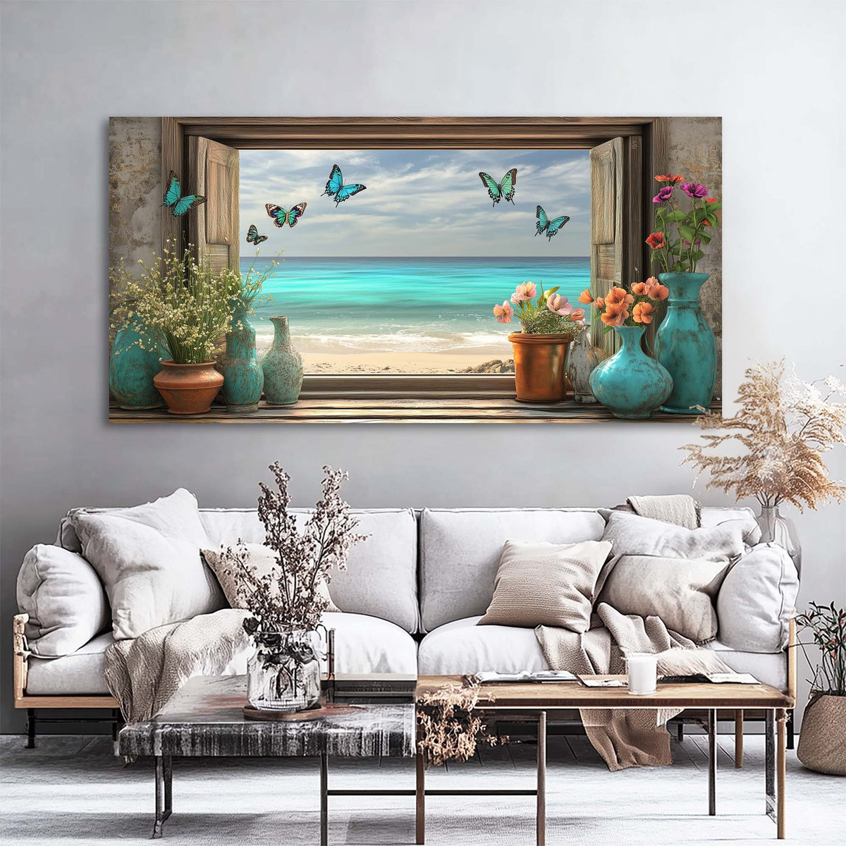 Blue Nature Wall Art for Living Room Canvas Painting Prints Art Deco Artwork Office Bedroom Decor
