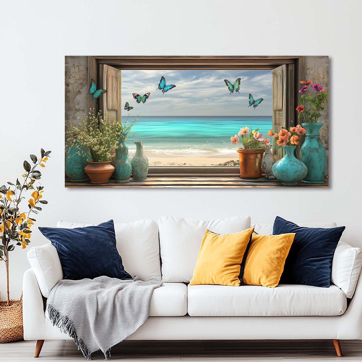 Blue Nature Wall Art for Living Room Canvas Painting Prints Art Deco Artwork Office Bedroom Decor