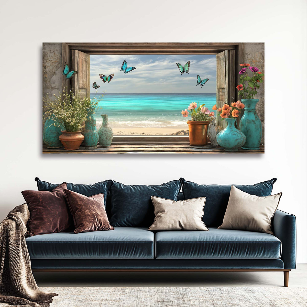 Blue Nature Wall Art for Living Room Canvas Painting Prints Art Deco Artwork Office Bedroom Decor