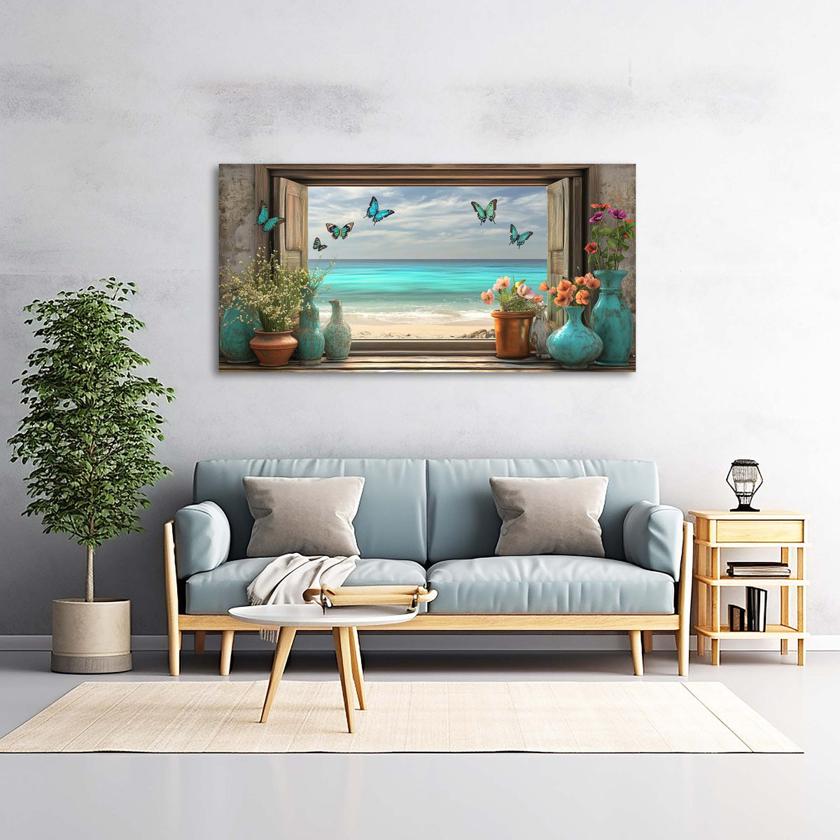 Blue Nature Wall Art for Living Room Canvas Painting Prints Art Deco Artwork Office Bedroom Decor