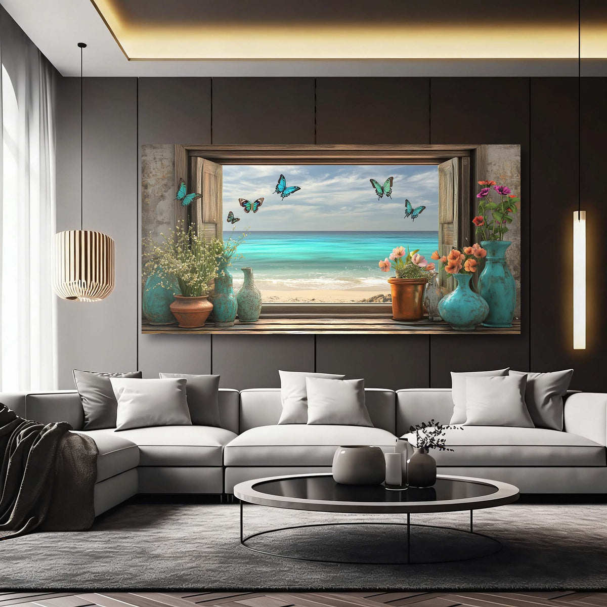 Blue Nature Wall Art for Living Room Canvas Painting Prints Art Deco Artwork Office Bedroom Decor