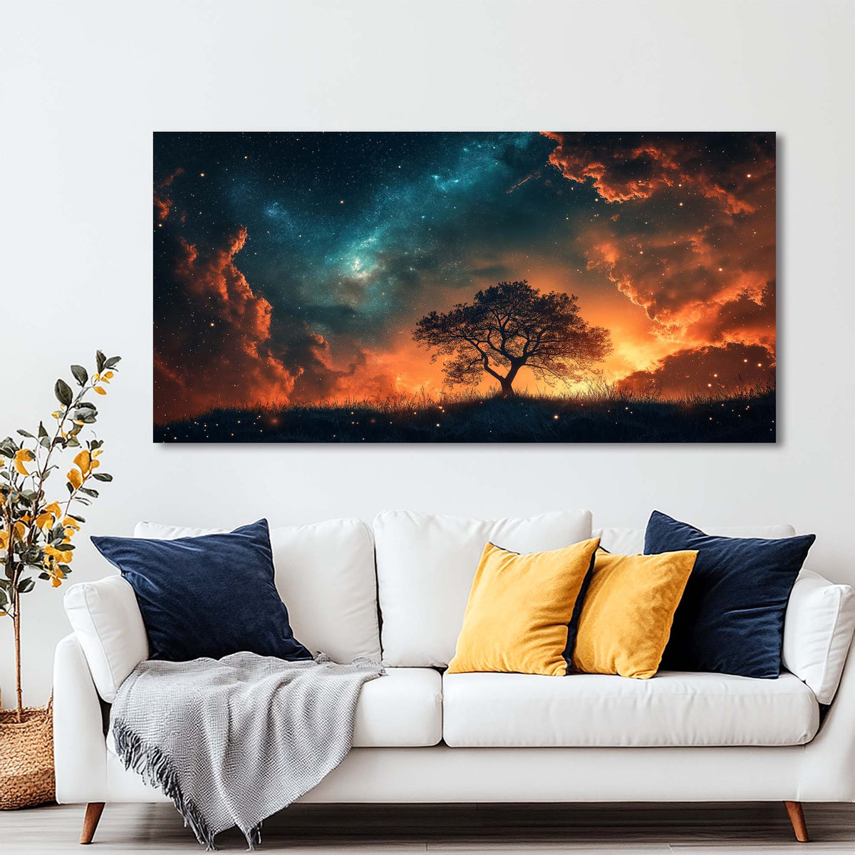 Orange Fantasy Nature Wall Art Modern Canvas Painting Prints Artwork Office Hallway Bedroom Living Room Decor