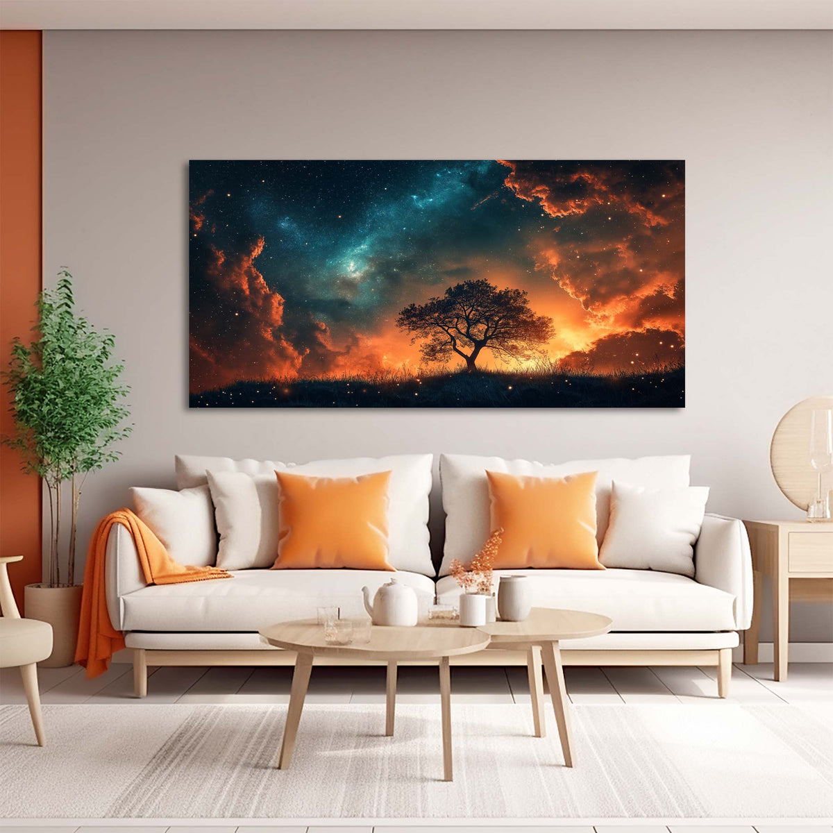 Orange Fantasy Nature Wall Art Modern Canvas Painting Prints Artwork Office Hallway Bedroom Living Room Decor