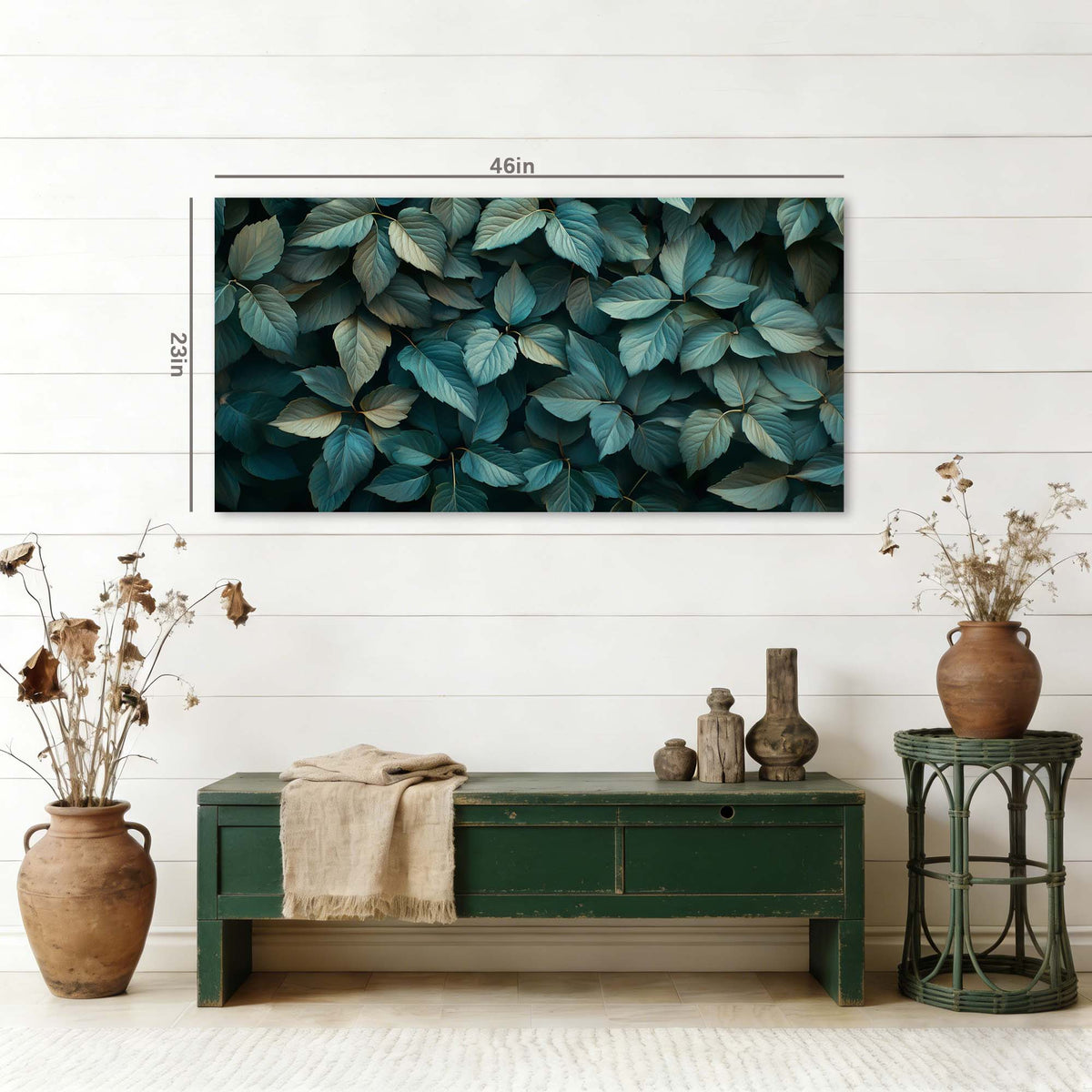 Green Teal Floral Canvas Wall Art for Living Room Prints Artwork Bedroom Office Decor