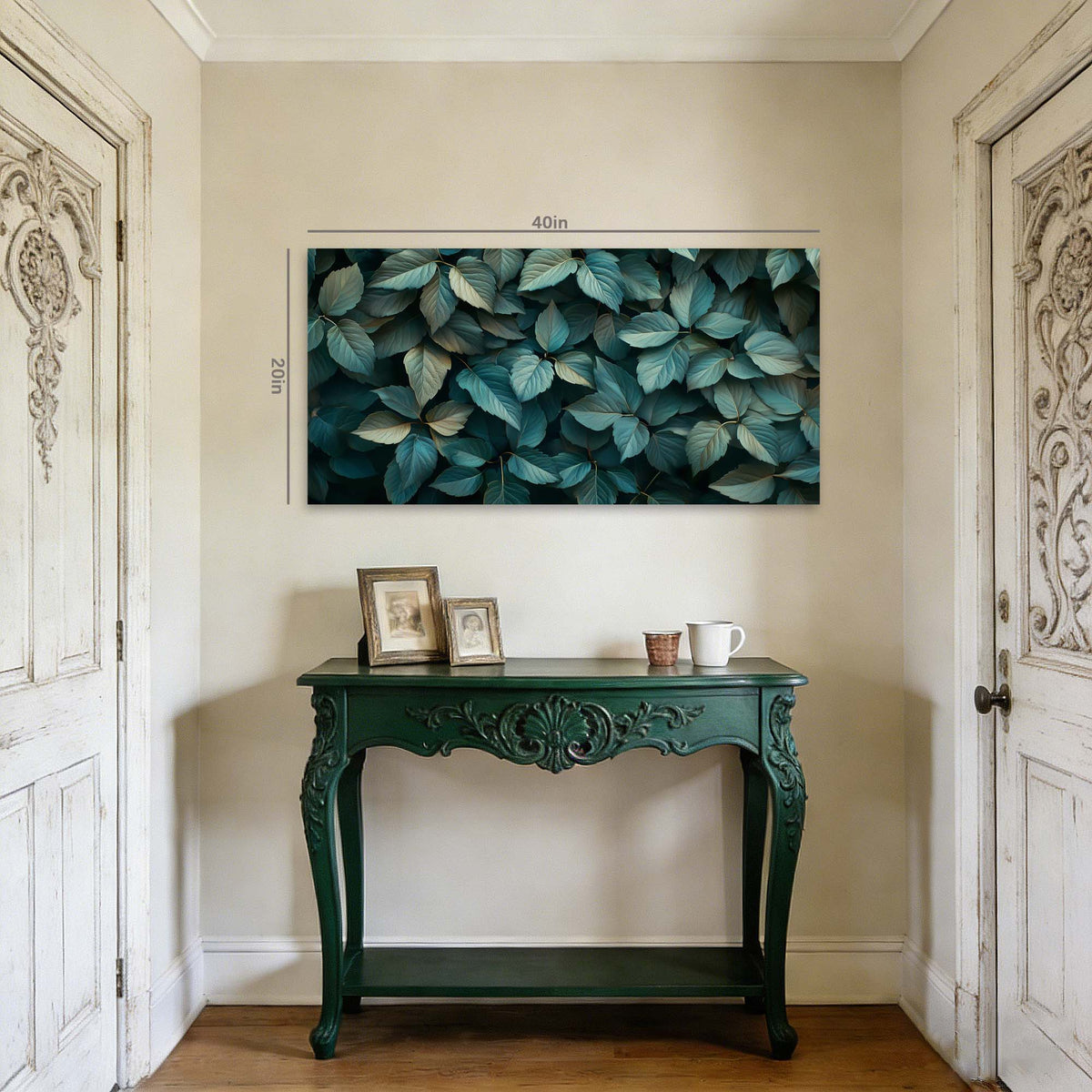 Green Teal Floral Canvas Wall Art for Living Room Prints Artwork Bedroom Office Decor