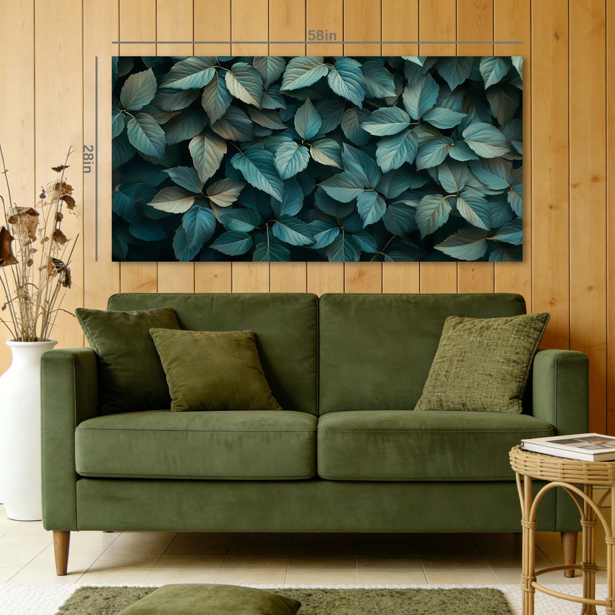 Green Teal Floral Canvas Wall Art for Living Room Prints Artwork Bedroom Office Decor