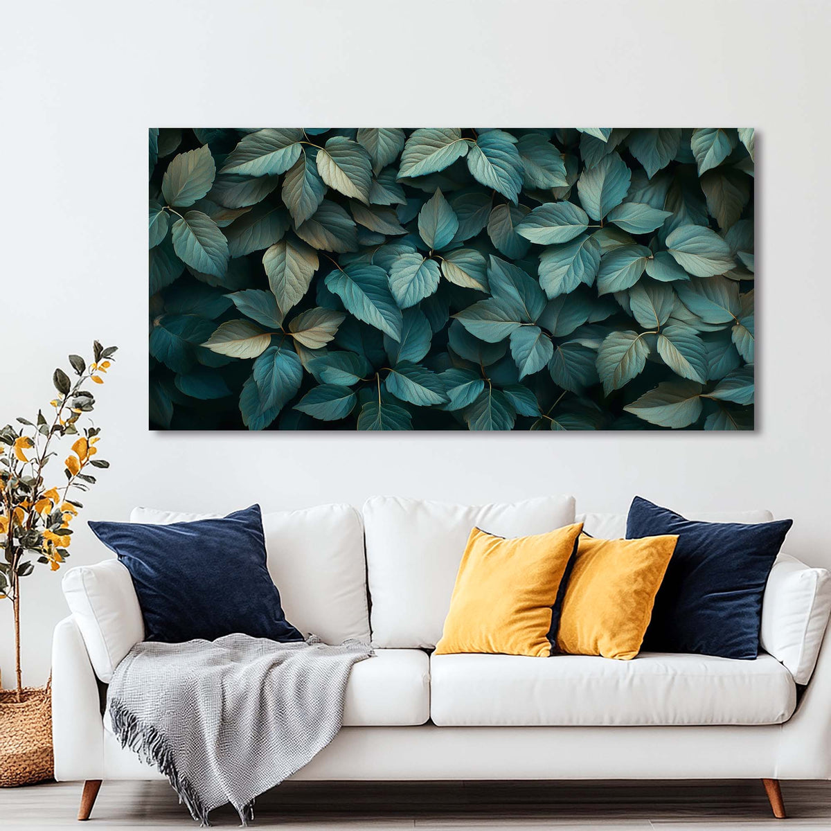 Green Teal Floral Canvas Wall Art for Living Room Prints Artwork Bedroom Office Decor