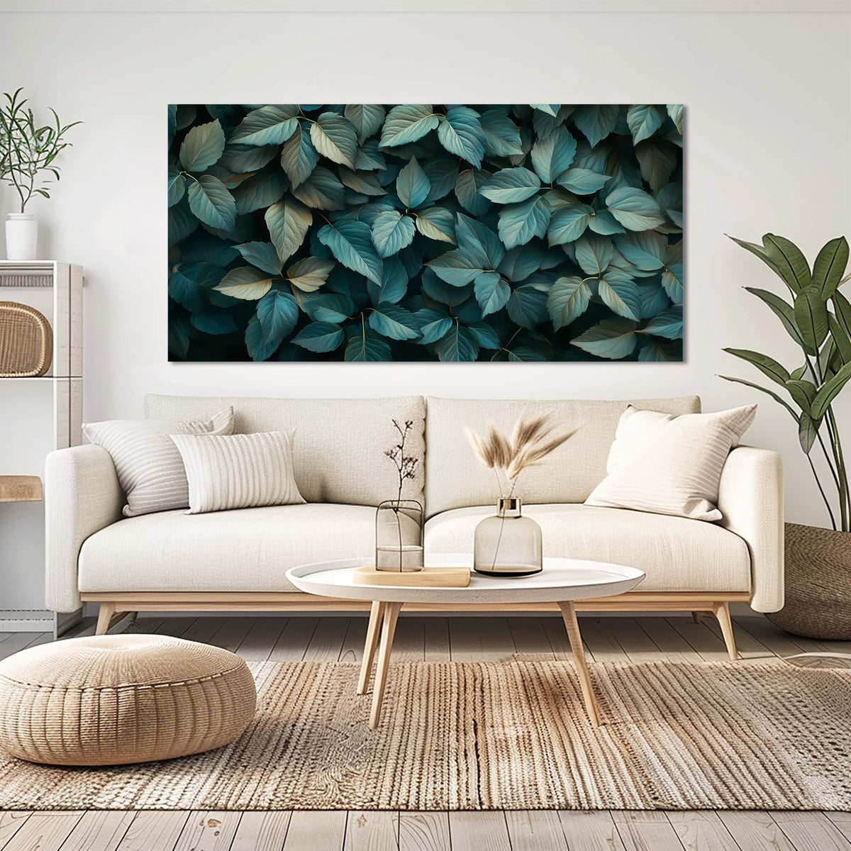 Green Teal Floral Canvas Wall Art for Living Room Prints Artwork Bedroom Office Decor