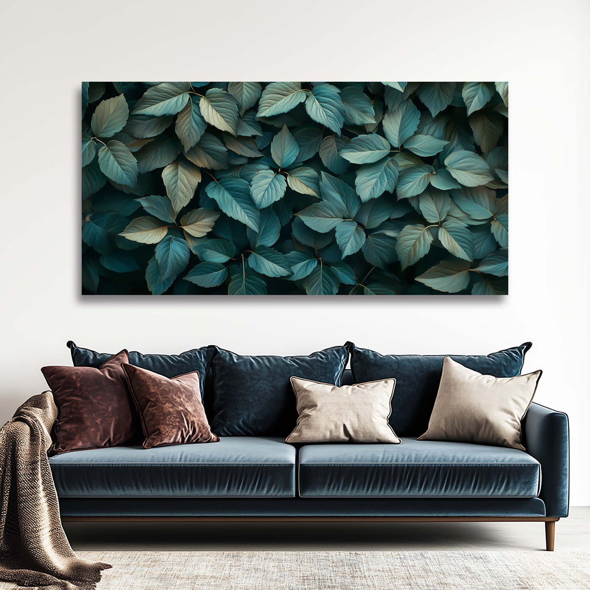Green Teal Floral Canvas Wall Art for Living Room Prints Artwork Bedroom Office Decor