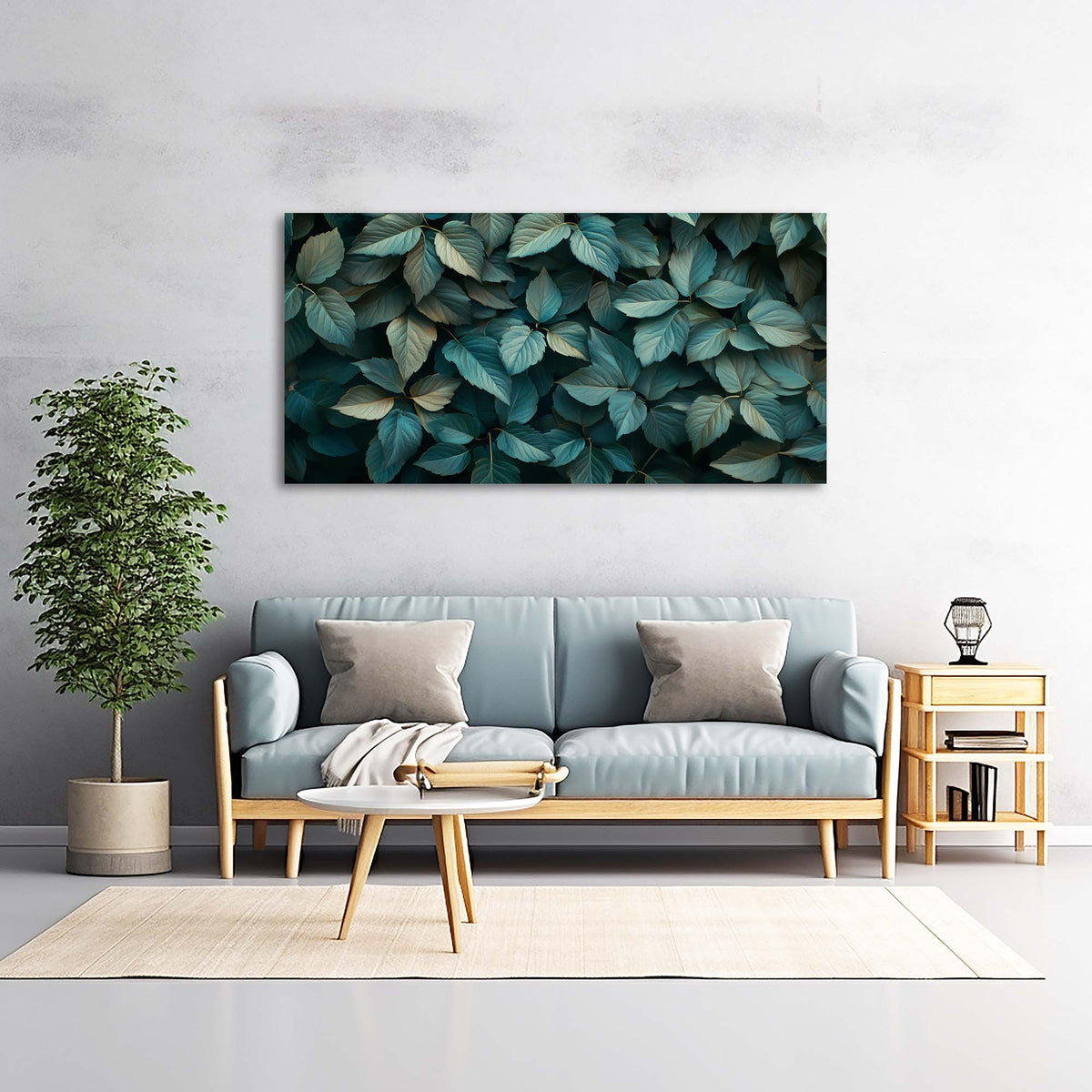 Green Teal Floral Canvas Wall Art for Living Room Prints Artwork Bedroom Office Decor