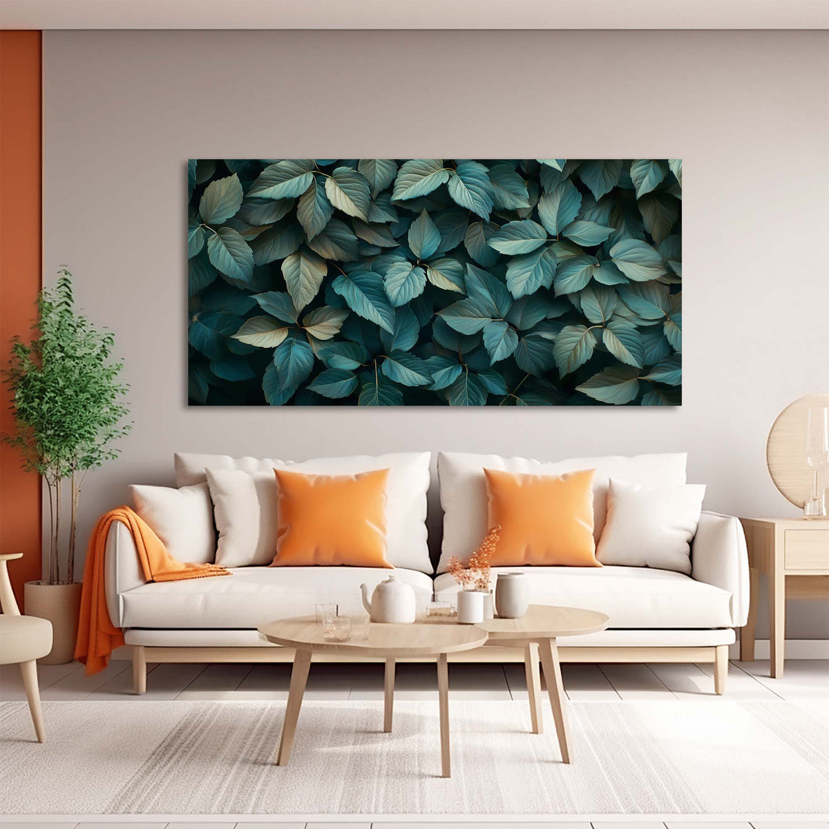 Green Teal Floral Canvas Wall Art for Living Room Prints Artwork Bedroom Office Decor