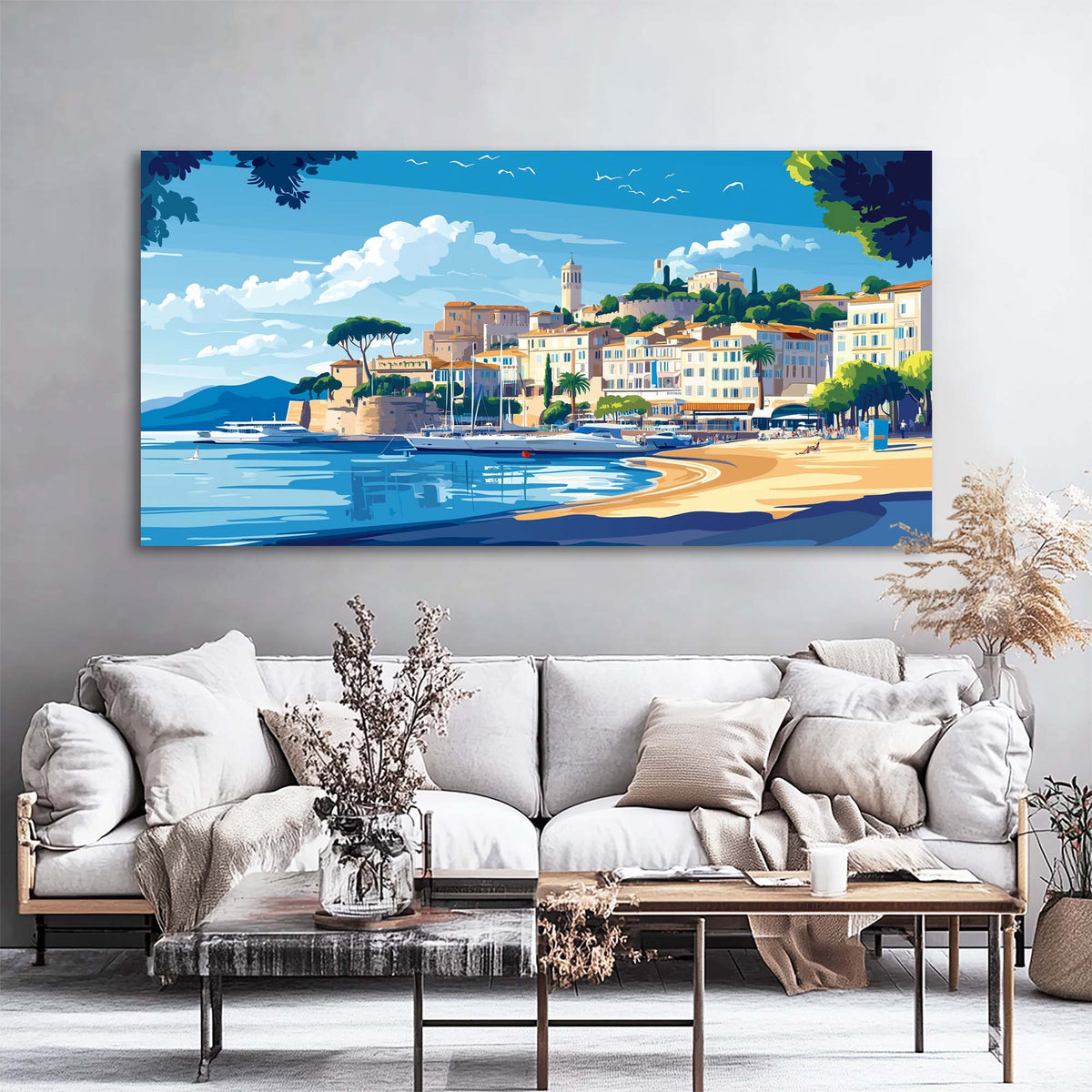 Gold Coastal Nature Wall Art for Living Room Canvas Painting Prints Artwork Family Bedroom Office Decor