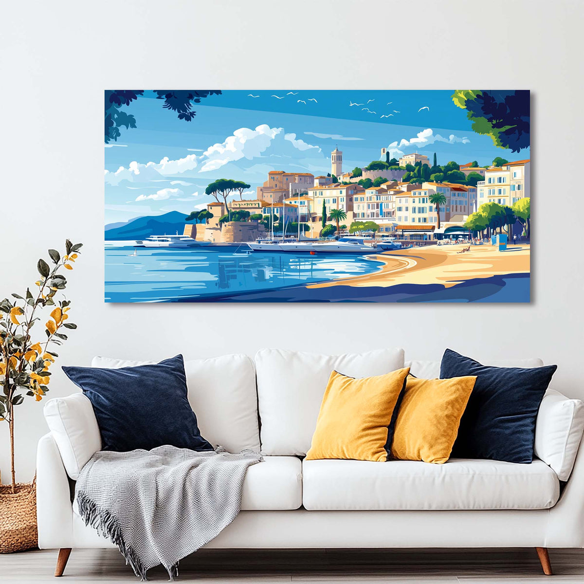 Gold Coastal Nature Wall Art for Living Room Canvas Painting Prints Artwork Family Bedroom Office Decor