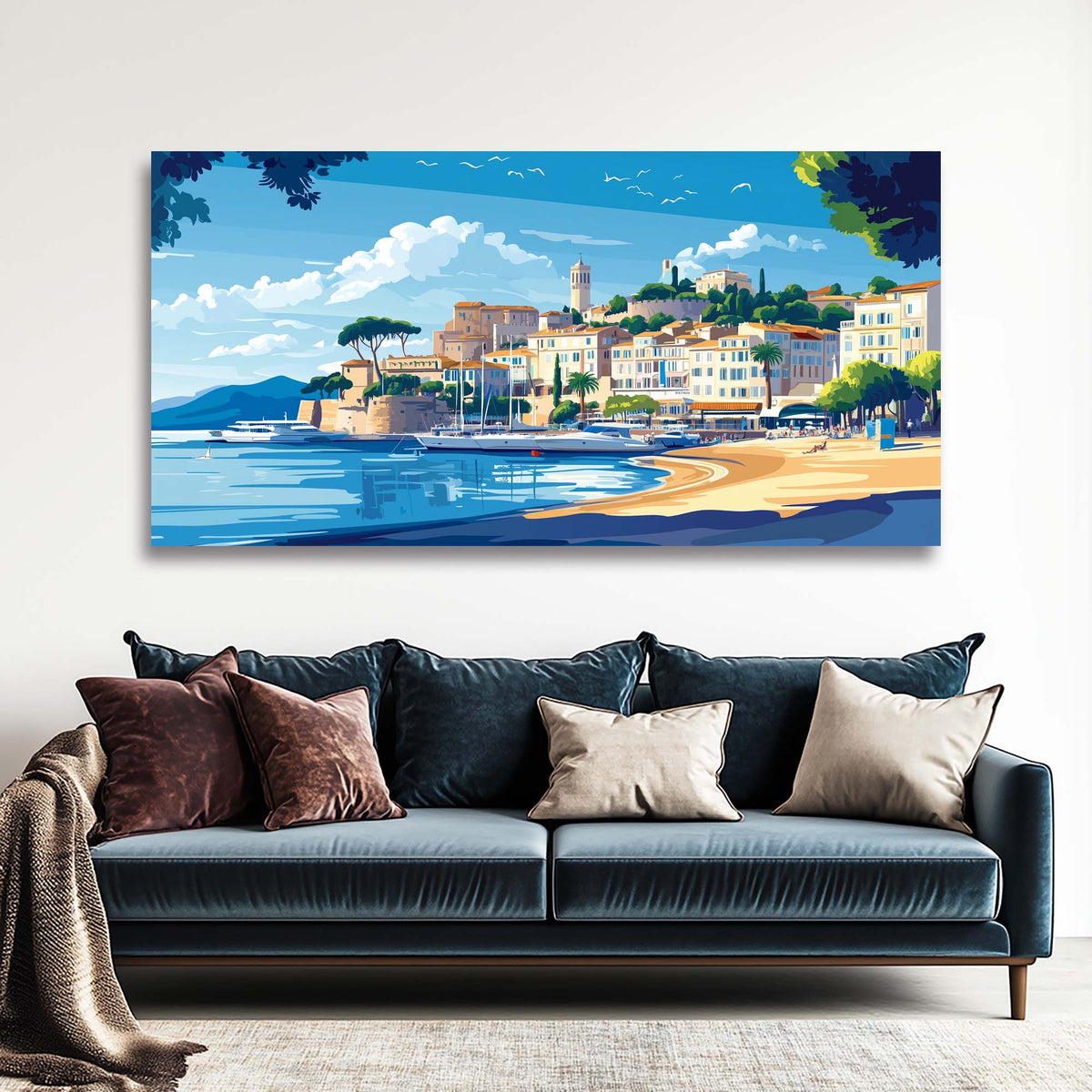 Gold Coastal Nature Wall Art for Living Room Canvas Painting Prints Artwork Family Bedroom Office Decor
