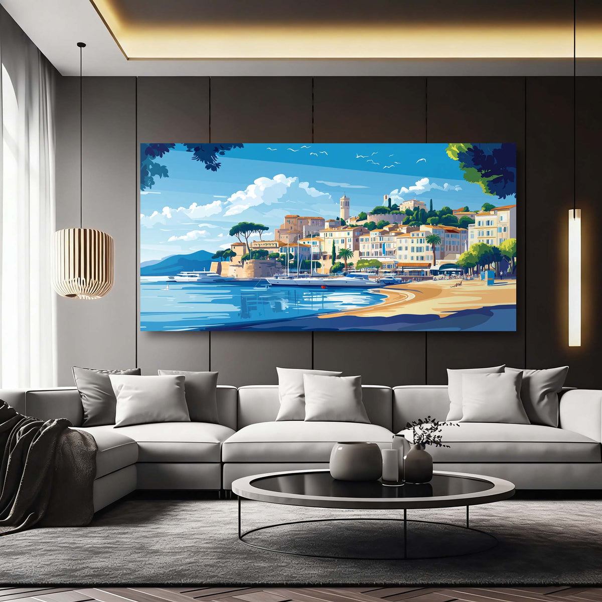 Gold Coastal Nature Wall Art for Living Room Canvas Painting Prints Artwork Family Bedroom Office Decor