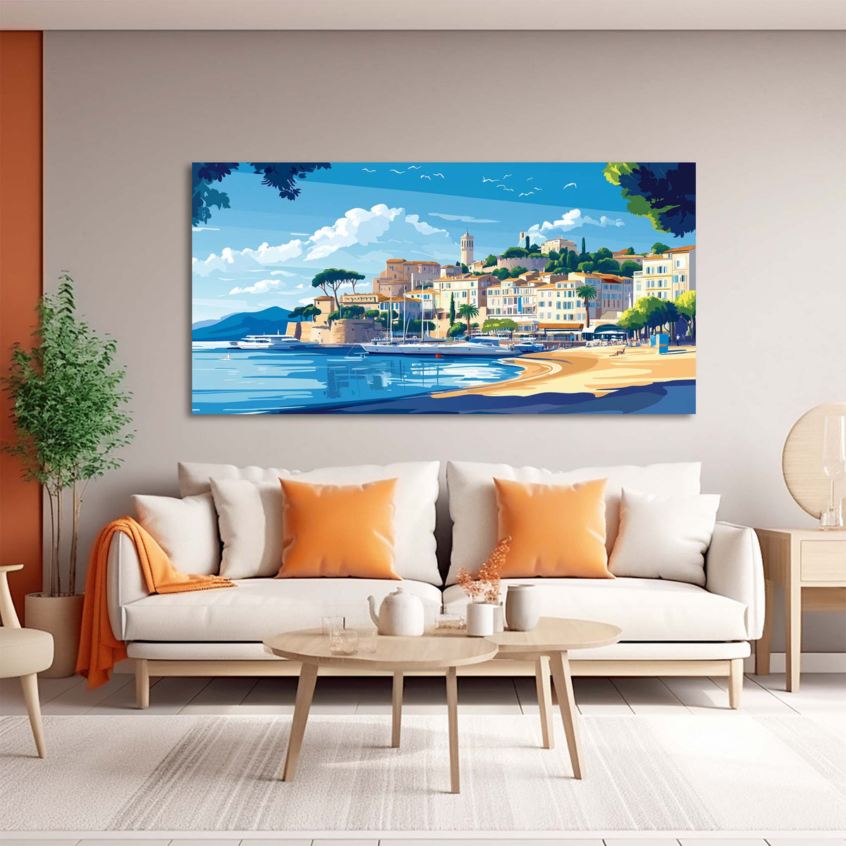 Gold Coastal Nature Wall Art for Living Room Canvas Painting Prints Artwork Family Bedroom Office Decor