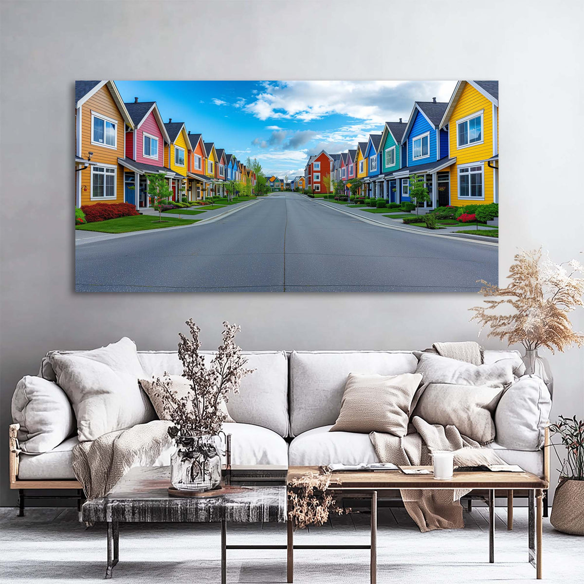 Yellow Pretty Fairytale Wall Art for Living Room Canvas Painting Prints Artwork Family Bedroom Office Decor