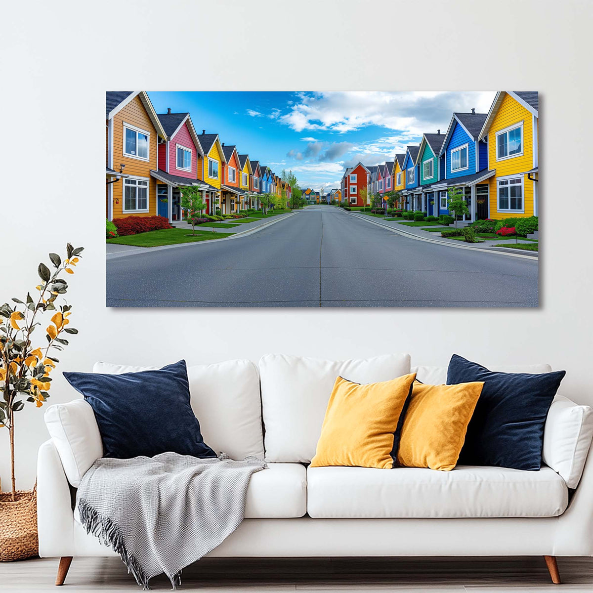 Yellow Pretty Fairytale Wall Art for Living Room Canvas Painting Prints Artwork Family Bedroom Office Decor