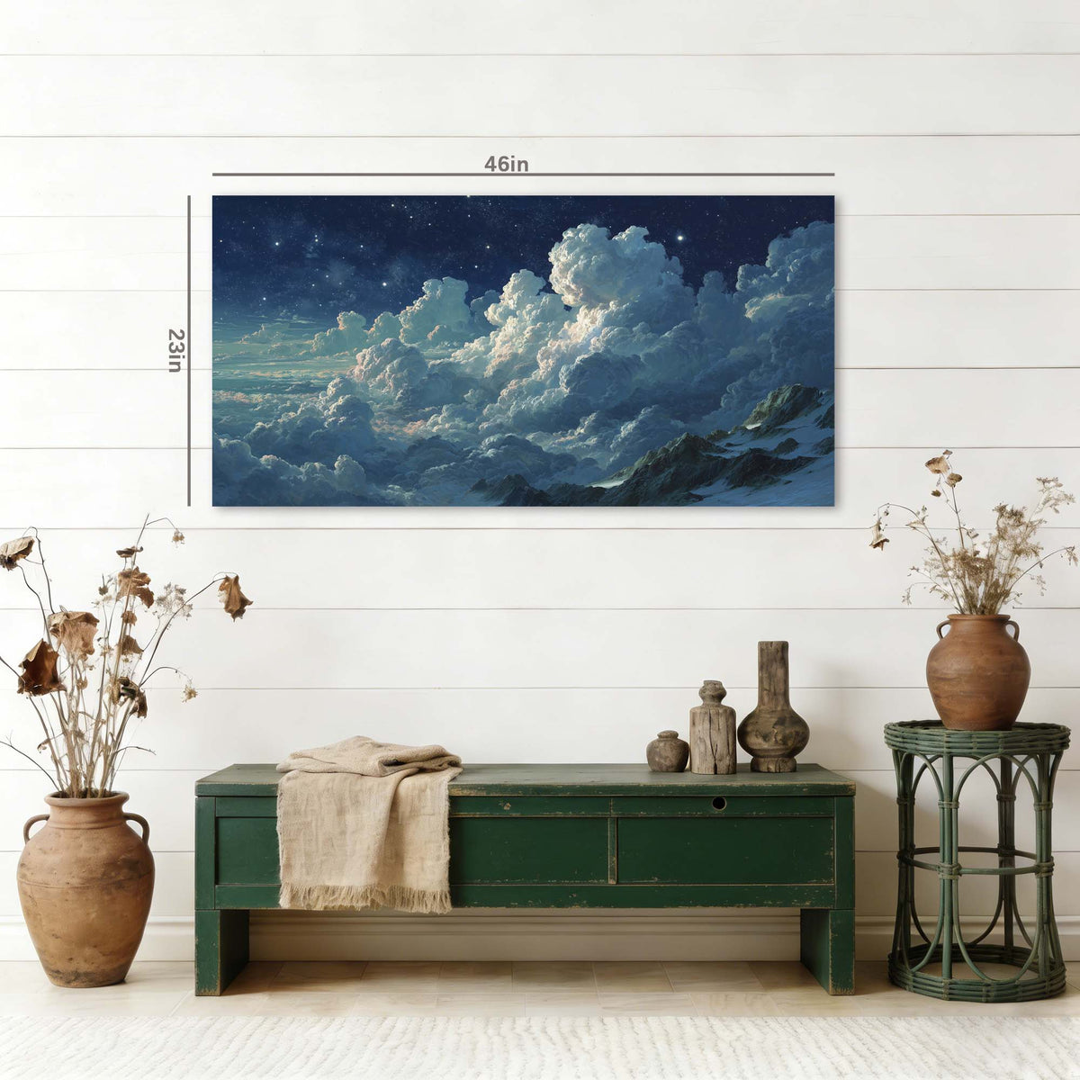Navy Blue Nature Wall Art for Living Room Canvas Painting Prints Art Deco Artwork Office Bedroom Decor