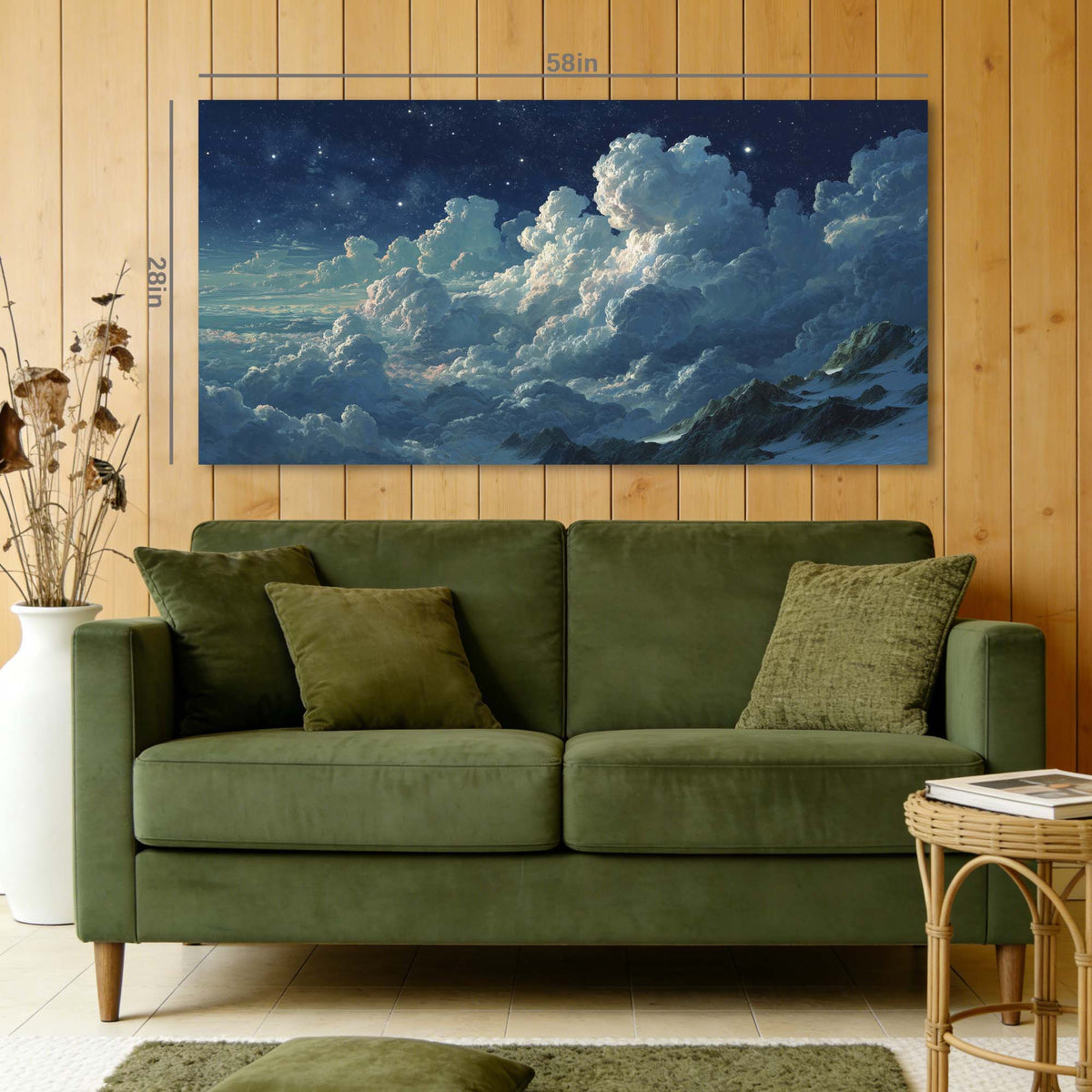 Navy Blue Nature Wall Art for Living Room Canvas Painting Prints Art Deco Artwork Office Bedroom Decor