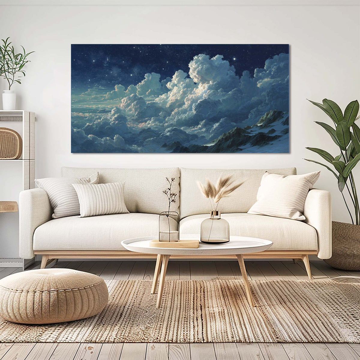 Navy Blue Nature Wall Art for Living Room Canvas Painting Prints Art Deco Artwork Office Bedroom Decor