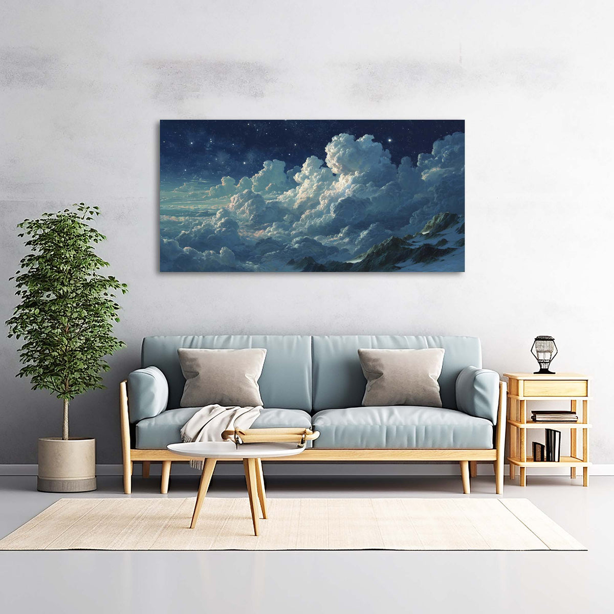 Navy Blue Nature Wall Art for Living Room Canvas Painting Prints Art Deco Artwork Office Bedroom Decor