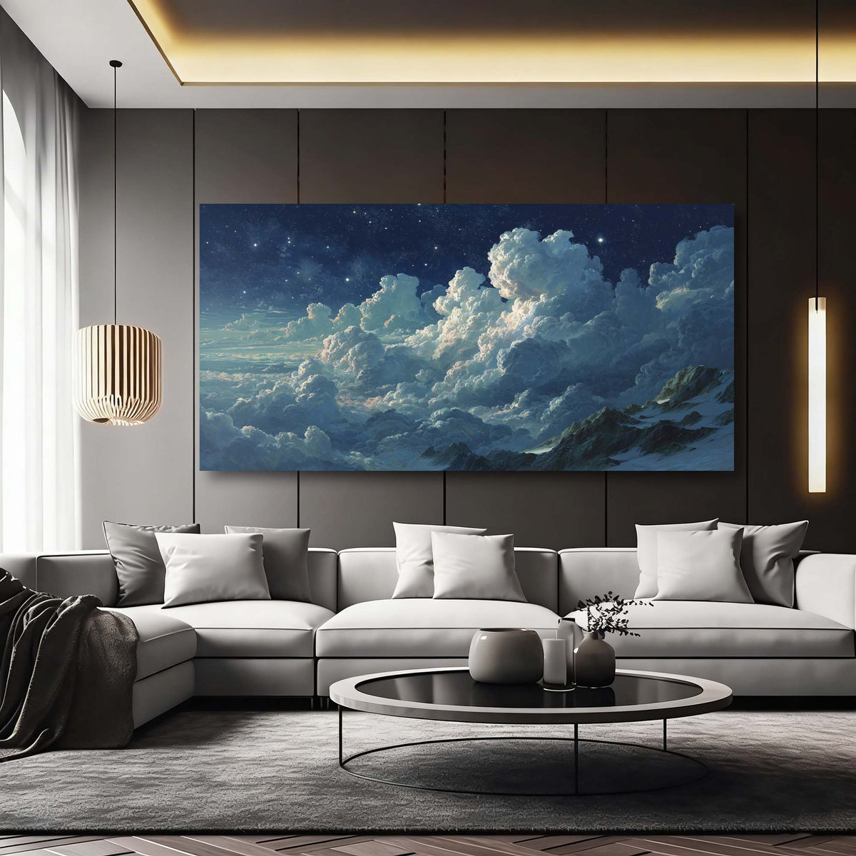 Navy Blue Nature Wall Art for Living Room Canvas Painting Prints Art Deco Artwork Office Bedroom Decor