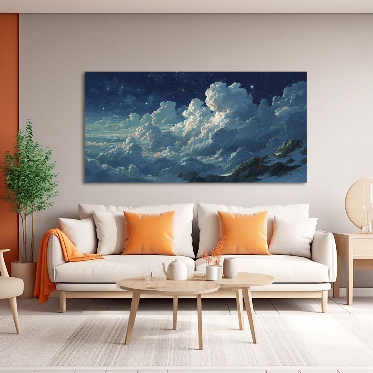 Navy Blue Nature Wall Art for Living Room Canvas Painting Prints Art Deco Artwork Office Bedroom Decor