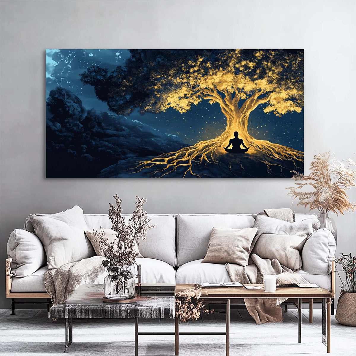 Navy Blue Nature Wall Art Paintings Print Canvas Painting Prints Modern Artwork Office Living Room Over the Couch Bedroom Decor
