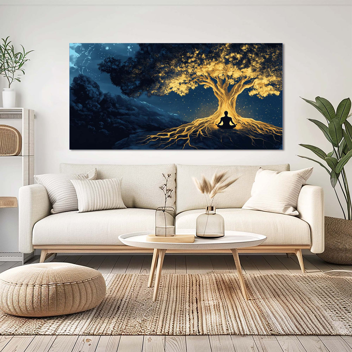 Navy Blue Nature Wall Art Paintings Print Canvas Painting Prints Modern Artwork Office Living Room Over the Couch Bedroom Decor