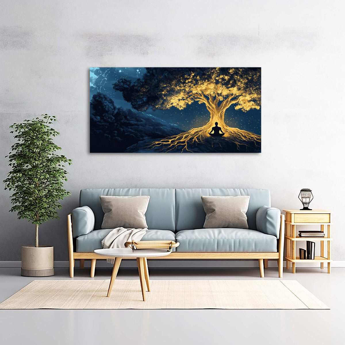 Navy Blue Nature Wall Art Paintings Print Canvas Painting Prints Modern Artwork Office Living Room Over the Couch Bedroom Decor