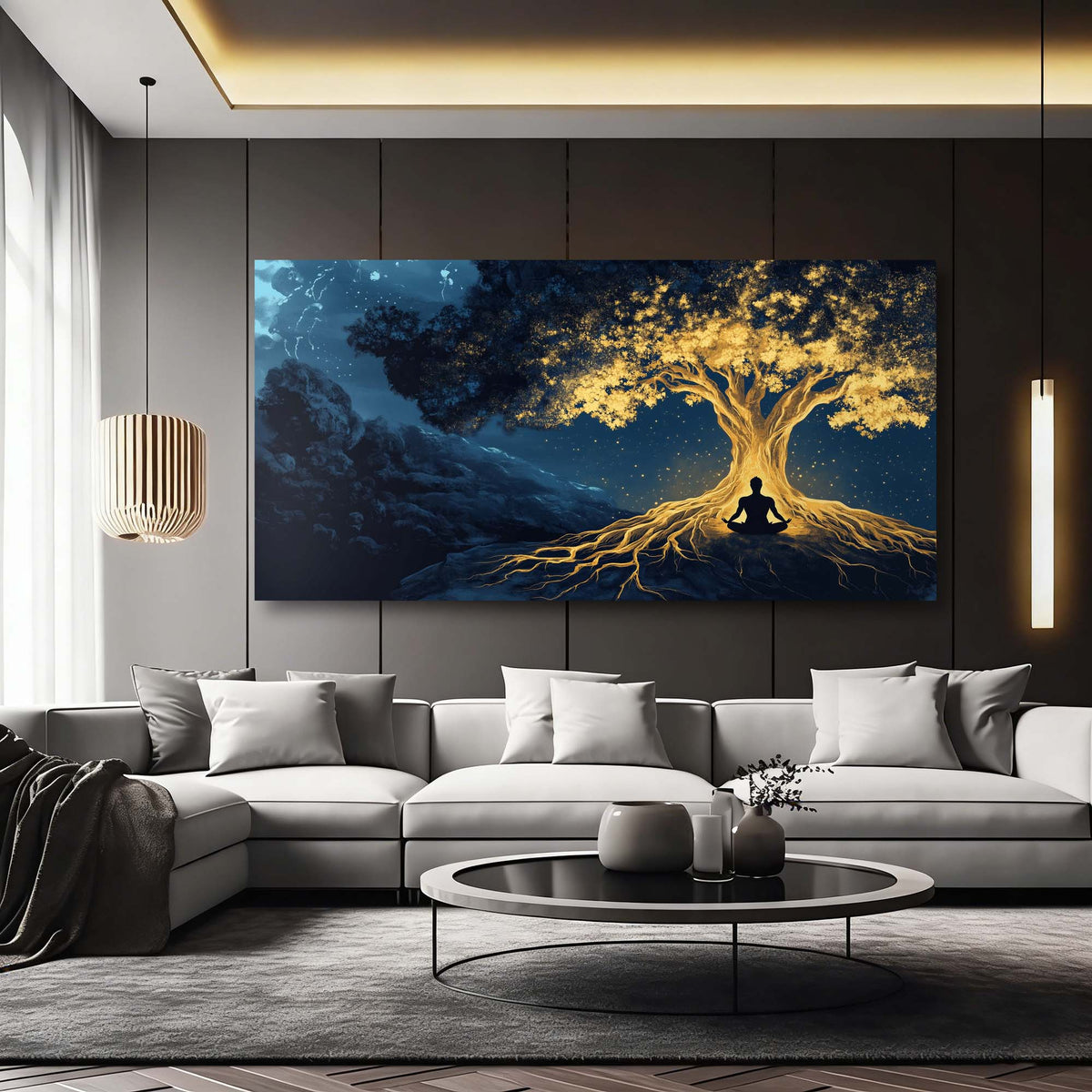 Navy Blue Nature Wall Art Paintings Print Canvas Painting Prints Modern Artwork Office Living Room Over the Couch Bedroom Decor